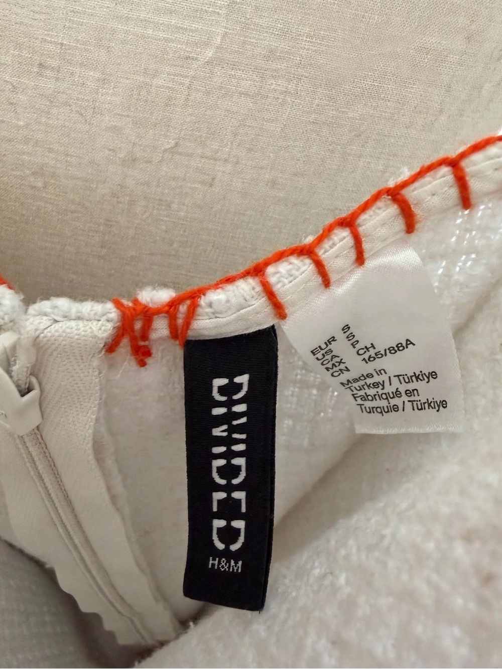 H&M Cream Mini Dress with Navy & Orange Sash - Picture 6 of 6